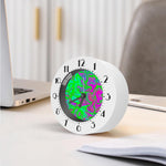 Neon Green Pink Psychedelic Trippy Print Alarm Clock