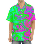 Neon Green Pink Psychedelic Trippy Print Aloha Shirt