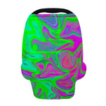 Neon Green Pink Psychedelic Trippy Print Baby Seat Cover
