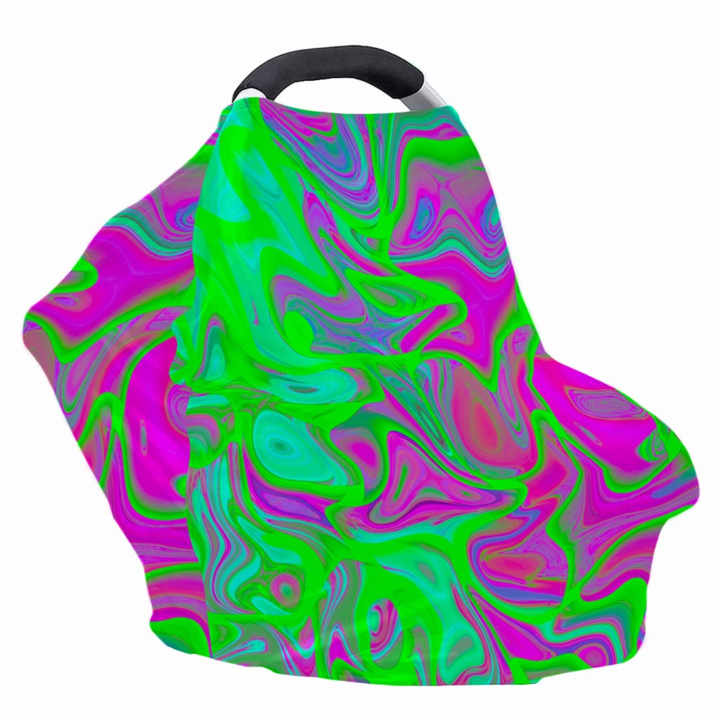 Neon Green Pink Psychedelic Trippy Print Baby Seat Cover
