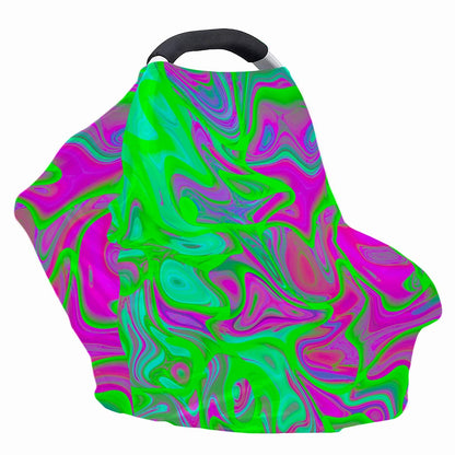 Neon Green Pink Psychedelic Trippy Print Baby Seat Cover