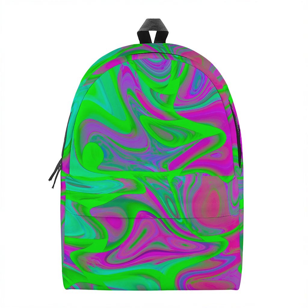 Neon Green Pink Psychedelic Trippy Print Backpack