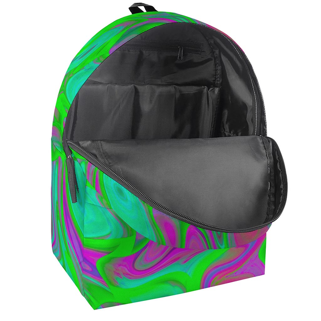 Neon Green Pink Psychedelic Trippy Print Backpack