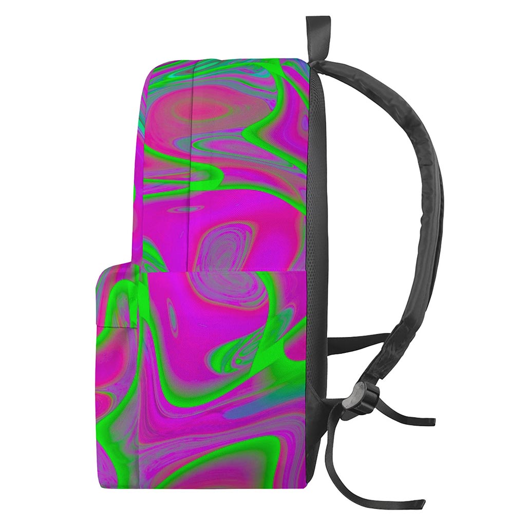 Neon Green Pink Psychedelic Trippy Print Backpack