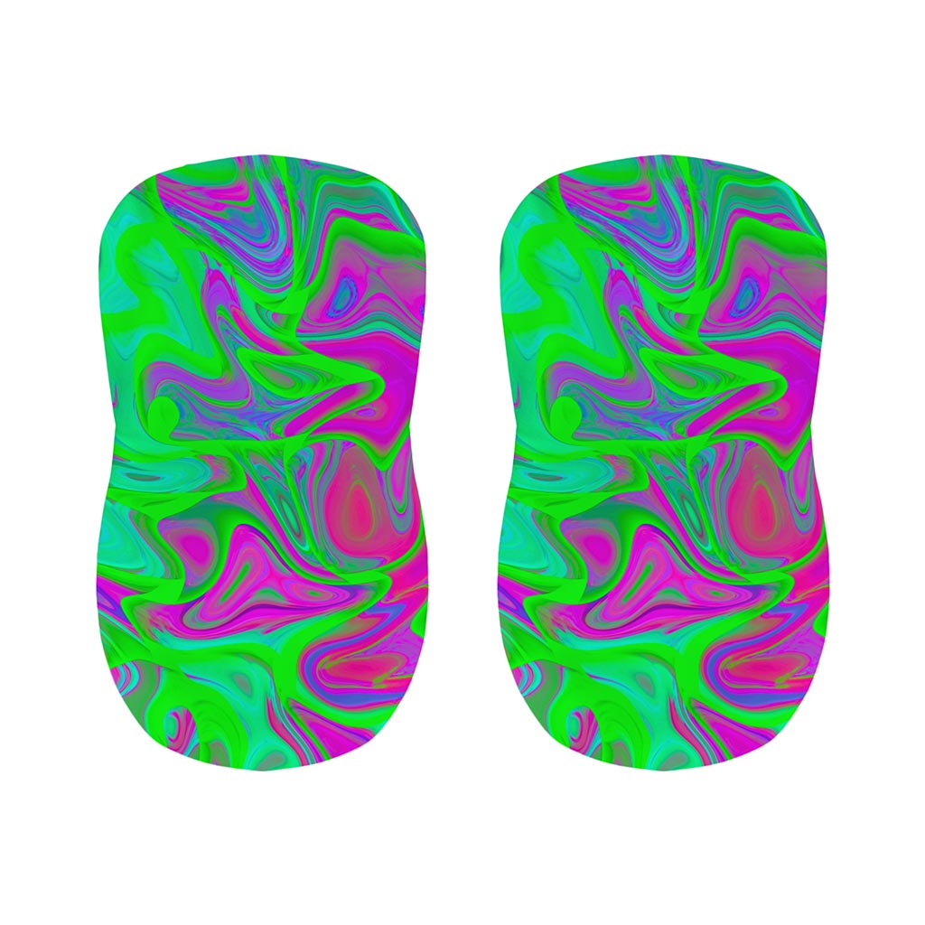 Neon Green Pink Psychedelic Trippy Print Bar Stool Covers