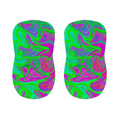 Neon Green Pink Psychedelic Trippy Print Bar Stool Covers