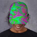 Neon Green Pink Psychedelic Trippy Print Baseball Cap