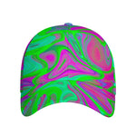 Neon Green Pink Psychedelic Trippy Print Baseball Cap