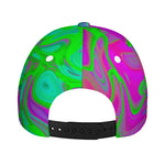 Neon Green Pink Psychedelic Trippy Print Baseball Cap