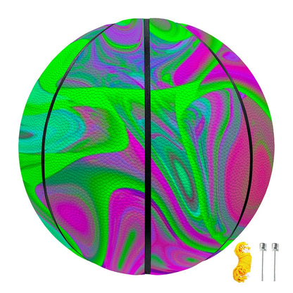 Neon Green Pink Psychedelic Trippy Print Basketball