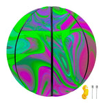 Neon Green Pink Psychedelic Trippy Print Basketball