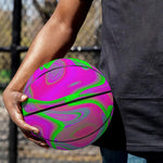 Neon Green Pink Psychedelic Trippy Print Basketball