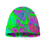 Neon Green Pink Psychedelic Trippy Print Beanie