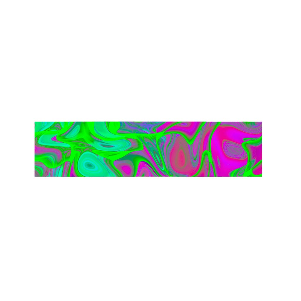 Neon Green Pink Psychedelic Trippy Print Bed Runner