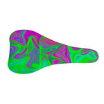 Neon Green Pink Psychedelic Trippy Print Bicycle Seat Cover
