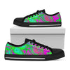 Neon Green Pink Psychedelic Trippy Print Black Low Top Sneakers