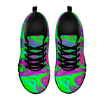 Neon Green Pink Psychedelic Trippy Print Black Running Shoes