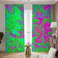 Neon Green Pink Psychedelic Trippy Print Dimout Pencil Pleat Curtains