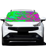 Neon Green Pink Psychedelic Trippy Print Car Windshield Snow Cover