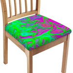 Neon Green Pink Psychedelic Trippy Print Chair Cushion Cover