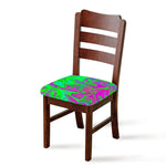 Neon Green Pink Psychedelic Trippy Print Chair Cushion Cover