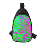 Neon Green Pink Psychedelic Trippy Print Chest Bag