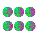 Neon Green Pink Psychedelic Trippy Print Coaster Set