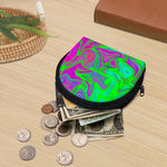 Neon Green Pink Psychedelic Trippy Print Coin Purse