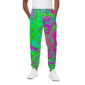 Neon Green Pink Psychedelic Trippy Print Cotton Sweatpants
