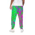 Neon Green Pink Psychedelic Trippy Print Cotton Pants