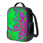 Neon Green Pink Psychedelic Trippy Print Crossbody Lunch Bag