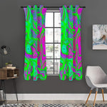 Neon Green Pink Psychedelic Trippy Print Curtain