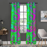 Neon Green Pink Psychedelic Trippy Print Curtain