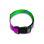 Neon Green Pink Psychedelic Trippy Print Dog Collar