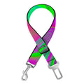 Neon Green Pink Psychedelic Trippy Print Dog Seat Belt