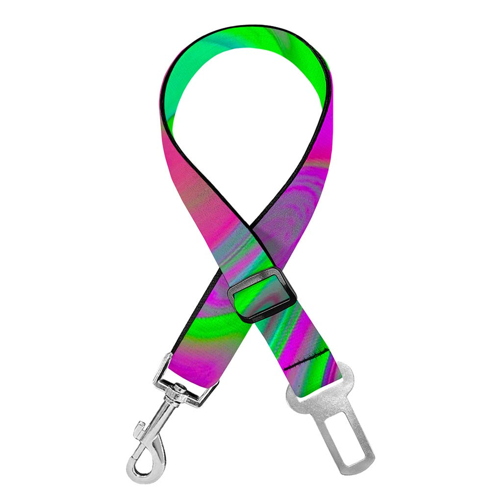 Neon Green Pink Psychedelic Trippy Print Dog Seat Belt