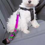 Neon Green Pink Psychedelic Trippy Print Dog Seat Belt