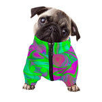 Neon Green Pink Psychedelic Trippy Print Dog Zip Up Jacket