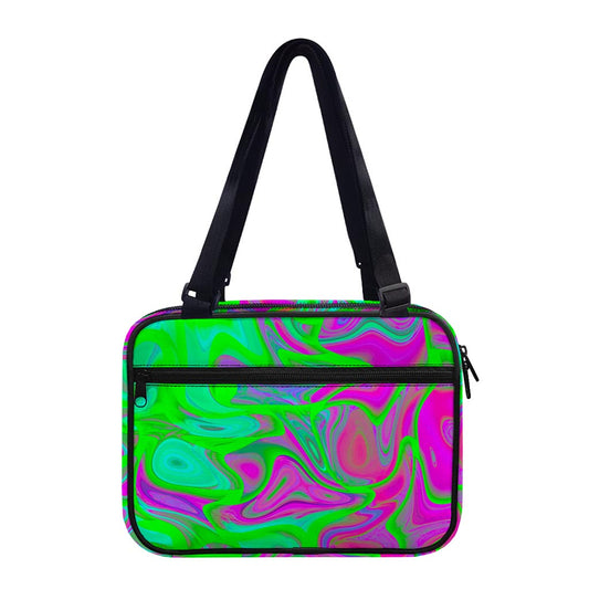 Neon Green Pink Psychedelic Trippy Print Double Strap Bible Bag
