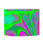 Neon Green Pink Psychedelic Trippy Print Drum Lamp Shade