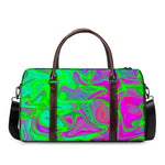 Neon Green Pink Psychedelic Trippy Print Duffle Bag