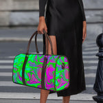 Neon Green Pink Psychedelic Trippy Print Duffle Bag