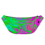 Neon Green Pink Psychedelic Trippy Print Fanny Pack
