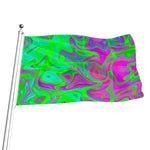 Neon Green Pink Psychedelic Trippy Print Flag