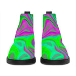 Neon Green Pink Psychedelic Trippy Print Flat Ankle Boots