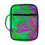 Neon Green Pink Psychedelic Trippy Print Front Pocket Bible Bag