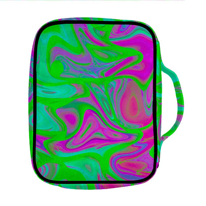 Neon Green Pink Psychedelic Trippy Print Front Pocket Bible Bag