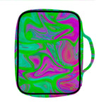 Neon Green Pink Psychedelic Trippy Print Front Pocket Bible Bag