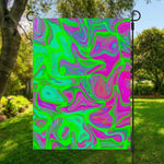 Neon Green Pink Psychedelic Trippy Print Garden Flag