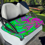 Neon Green Pink Psychedelic Trippy Print Golf Cart Seat Cover